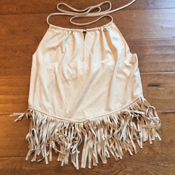 Scott Fringe crop top western beige sz S vintage - Picture 1 of 8